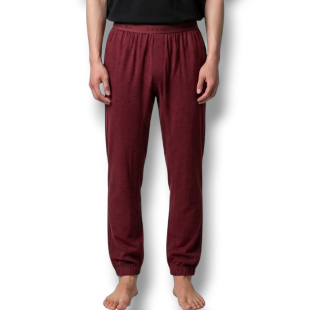 Calvin Klein Pajama Jogger Pants Mens Medium M Burgundy Monogram Logo